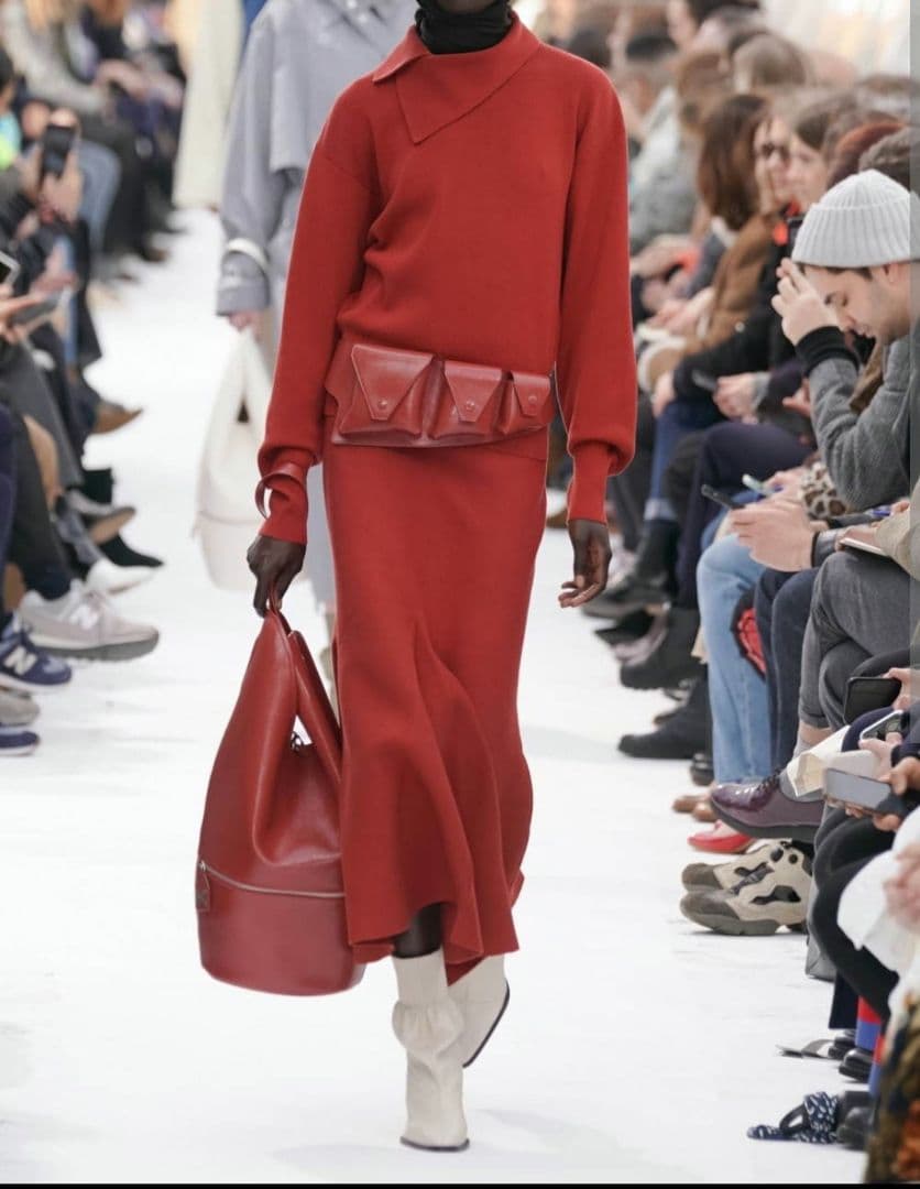 レザーウエストポーチ レッド