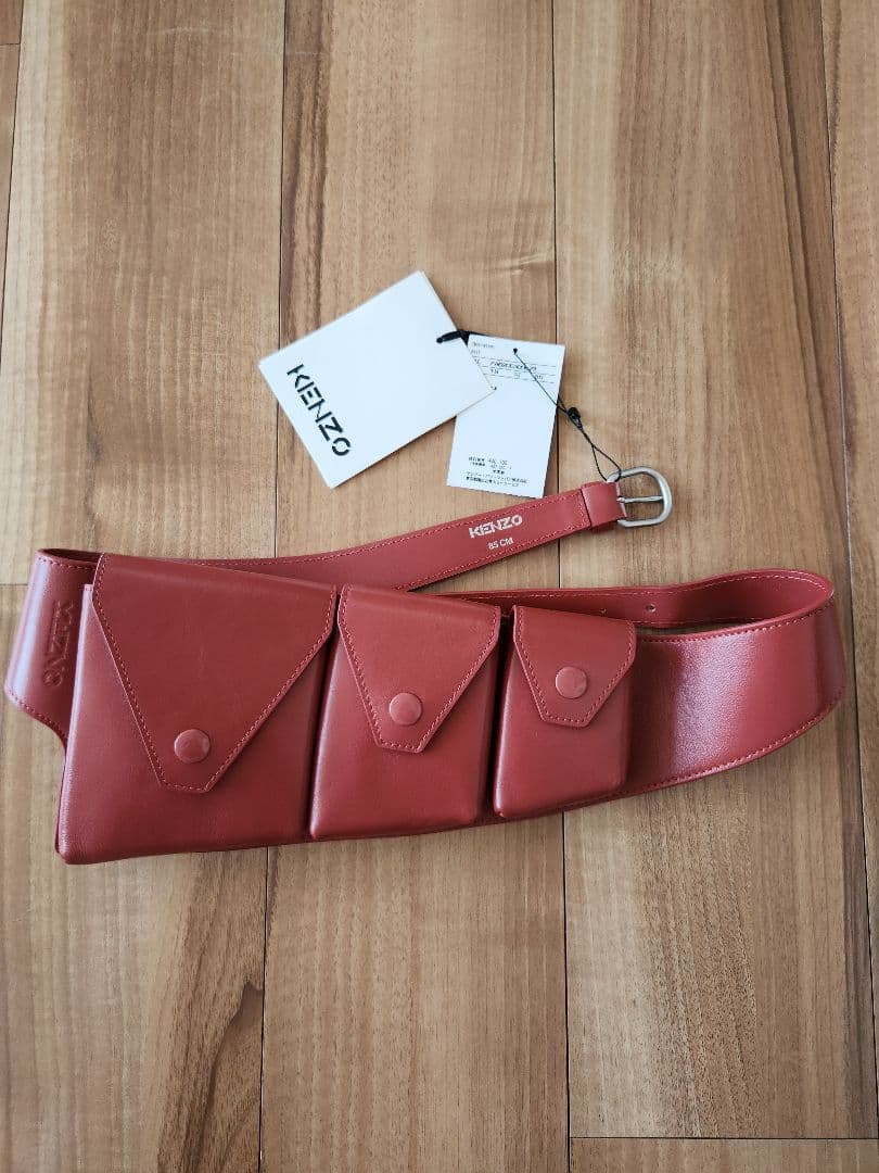 レザーウエストポーチ レッド