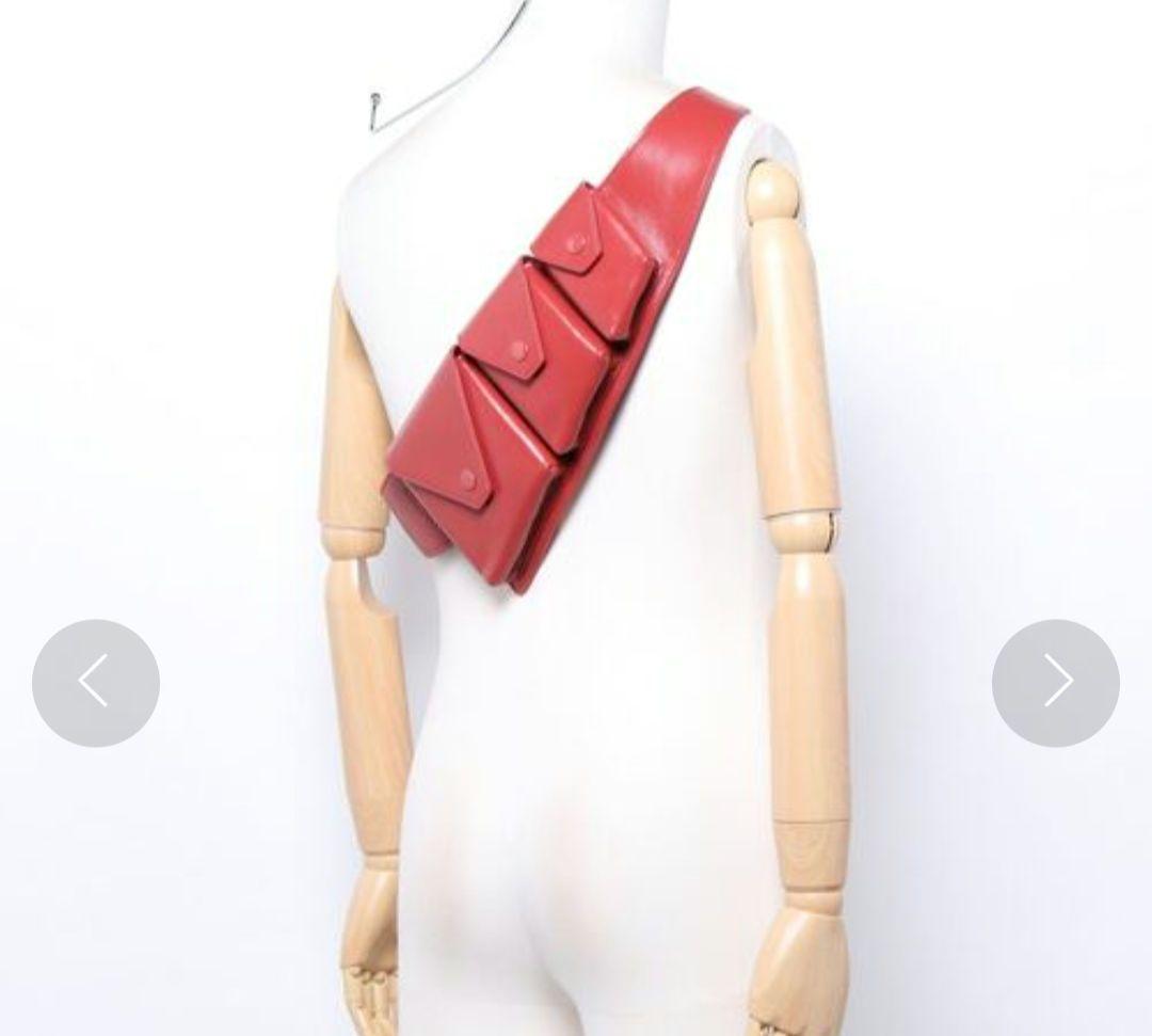 レザーウエストポーチ レッド