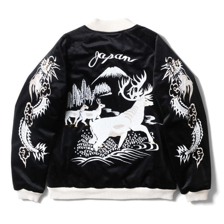 新品＊HOUSTON 別珍 スーベニアジャケット トナカイ柄 ブラック XL