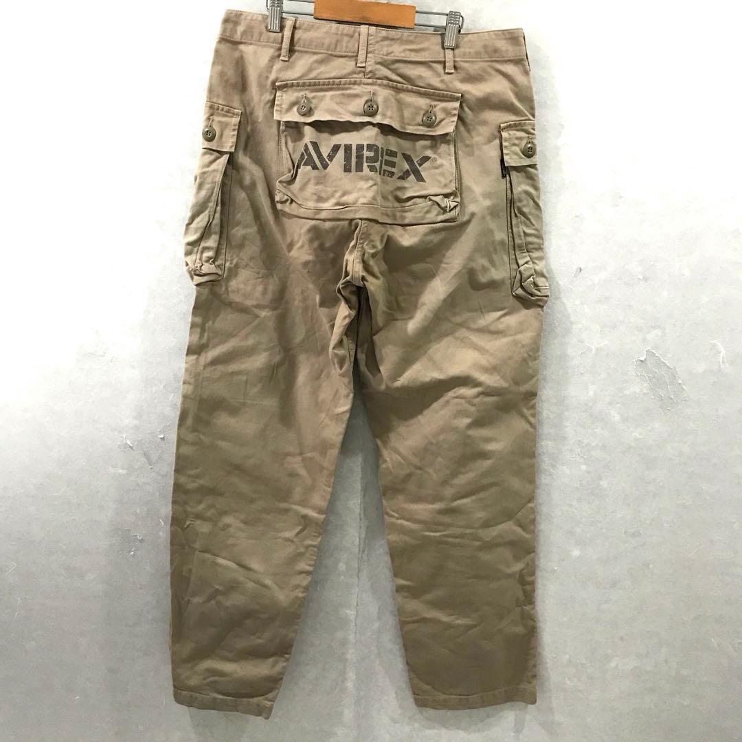 AVIREX ビッグロゴ カーゴパンツ ミリタリーパンツ ブラウン Ｌ