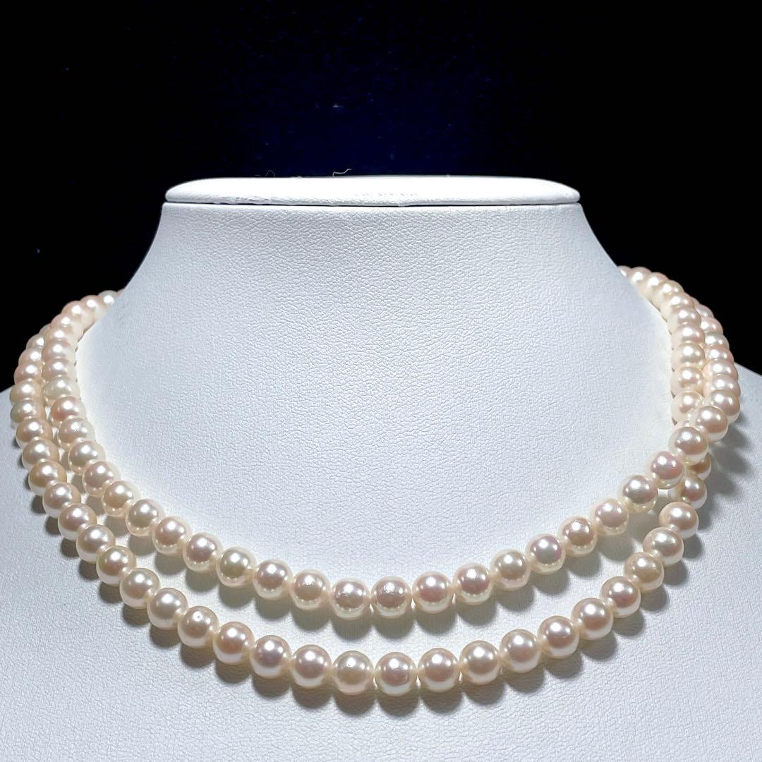 2連&照り良✨️ あこや真珠 パール ネックレス 約6.5~7.0mm 本真珠