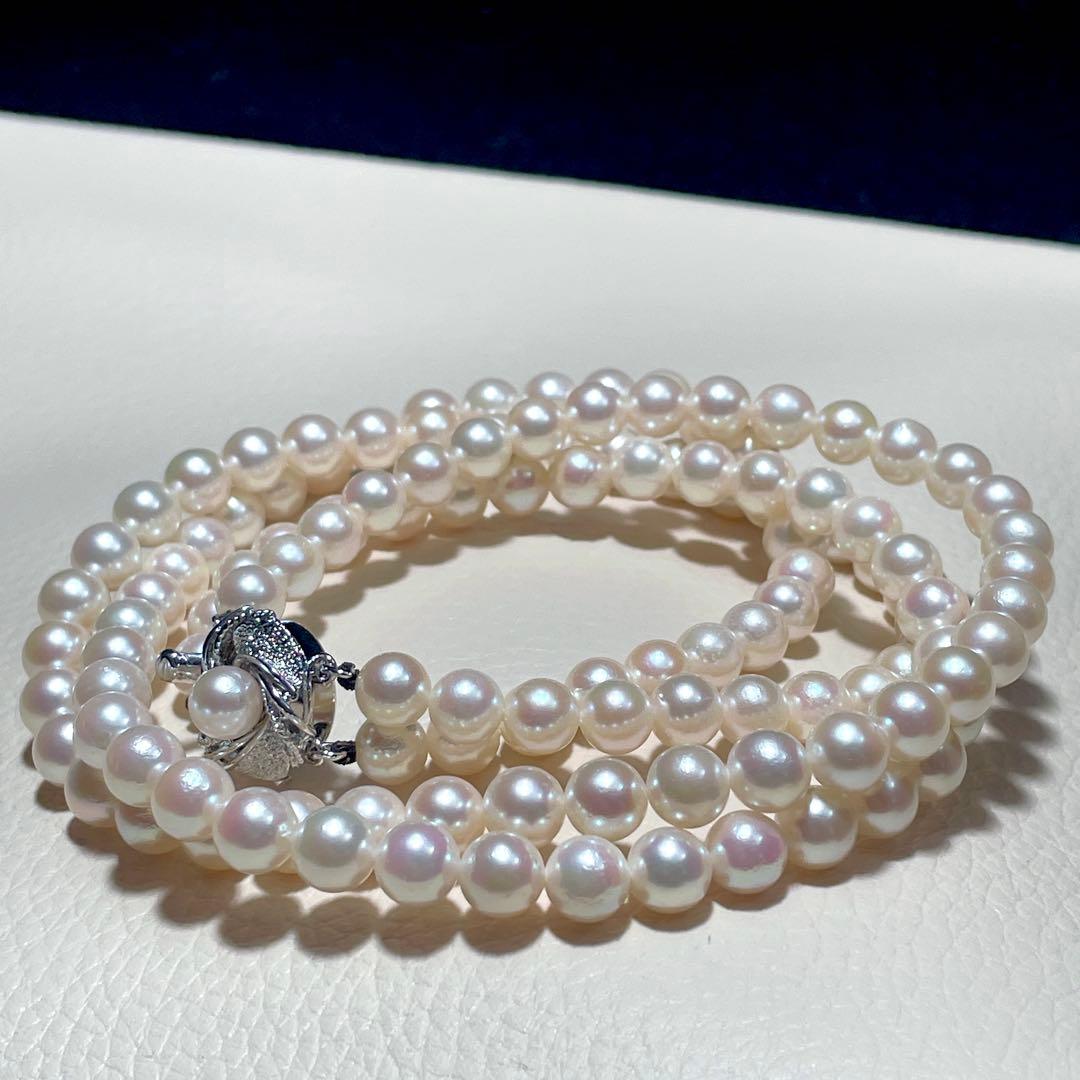 2連&照り良✨️ あこや真珠 パール ネックレス 約6.5~7.0mm 本真珠