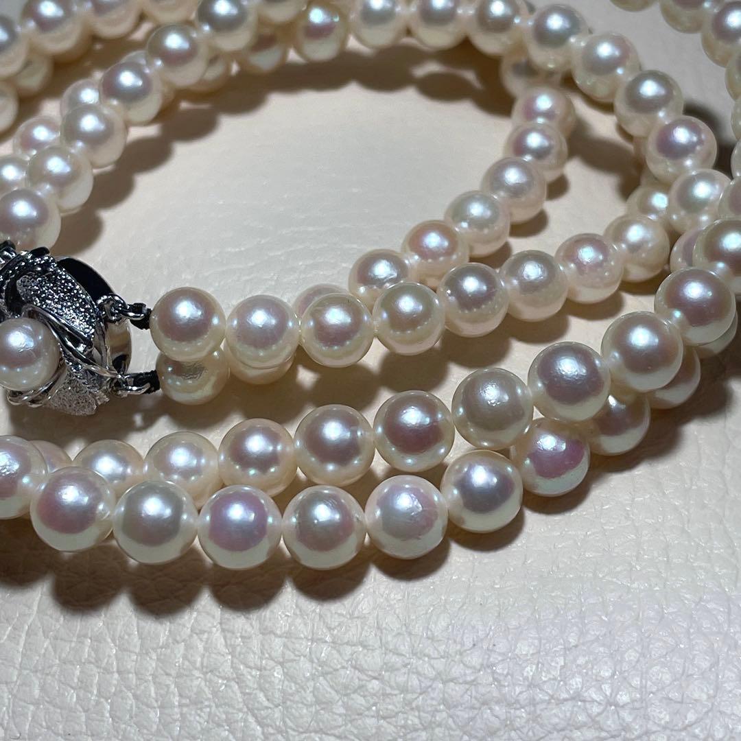2連&照り良✨️ あこや真珠 パール ネックレス 約6.5~7.0mm 本真珠