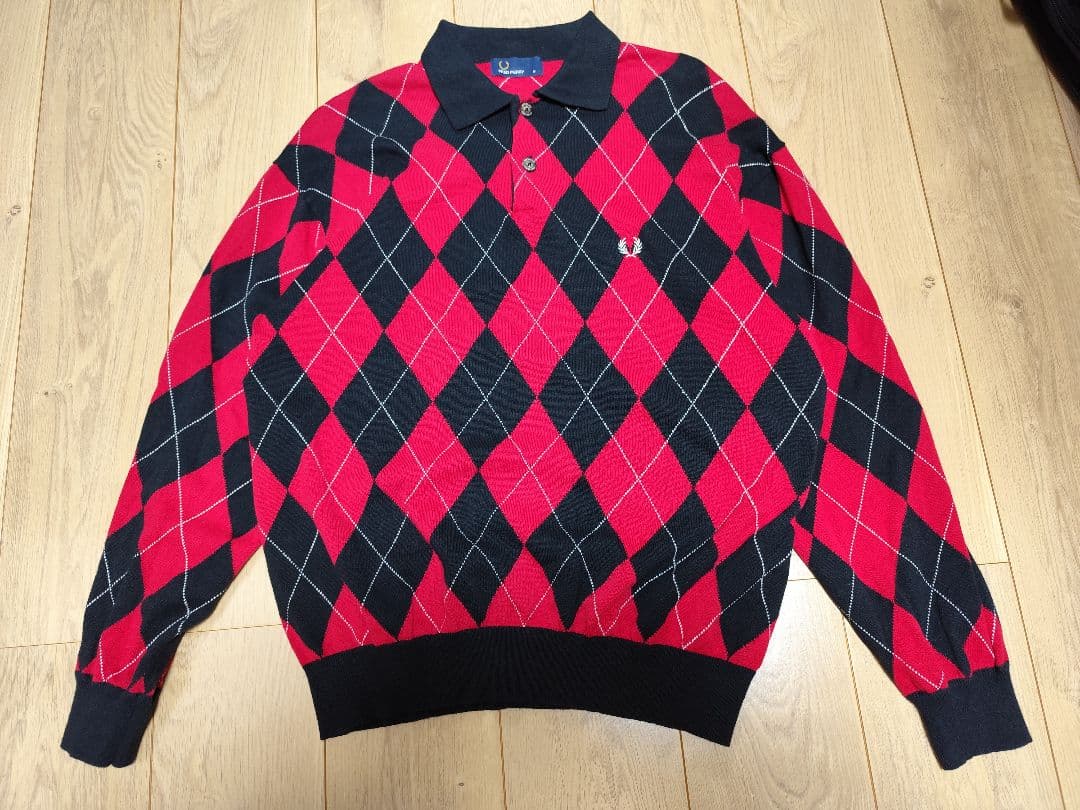 FRED PERRY M フレッドペリー ニット セーター アーガイル柄 ロゴ