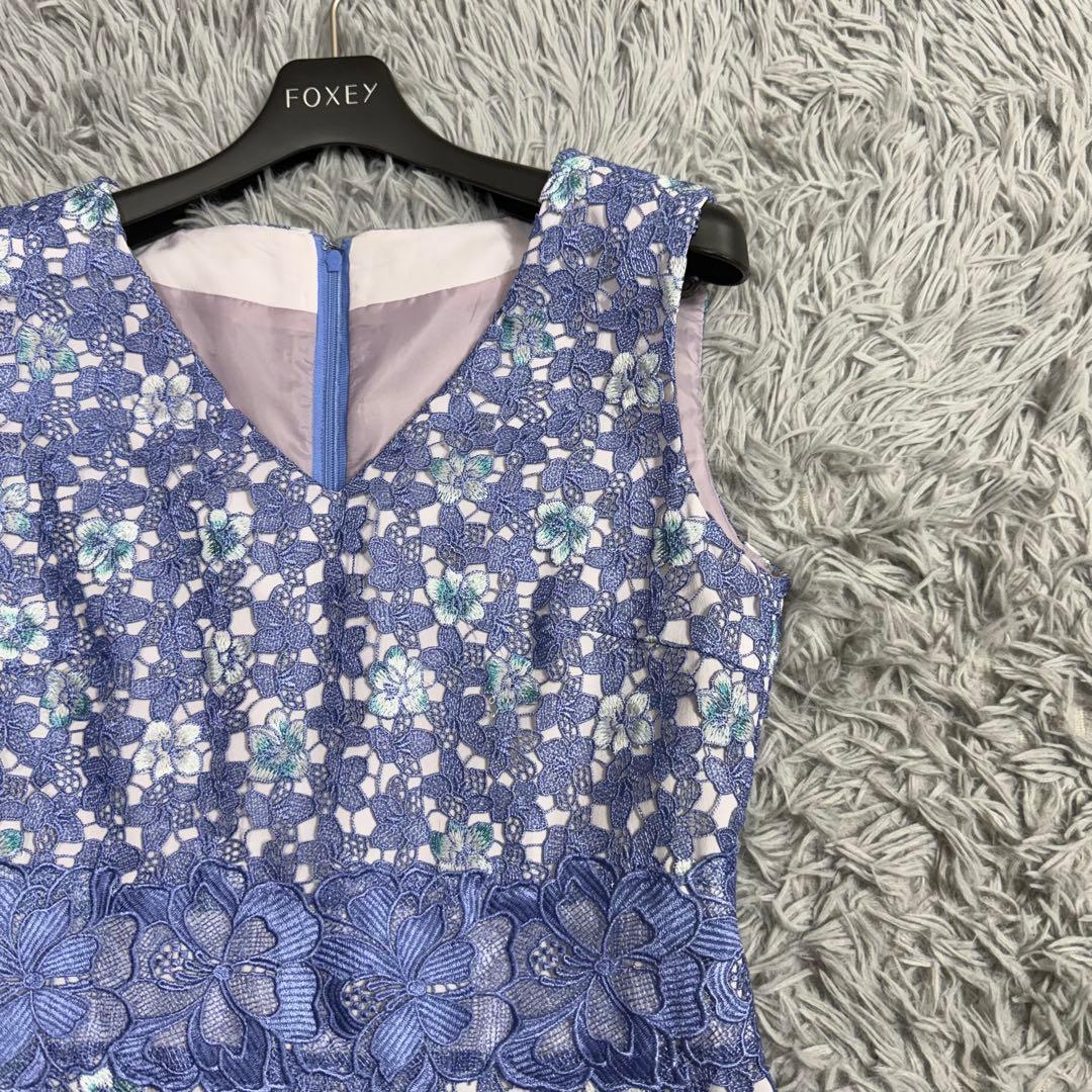 極美品✨グレースコンチネンタル フラワーレースワンピース お呼ばれ 青 '20年