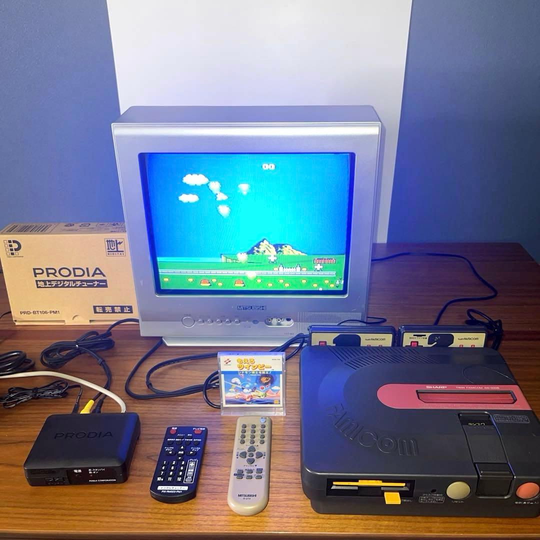 【レトロゲームセット】ツインファミコン&三菱電機 ブラウン管テレビ &チューナー