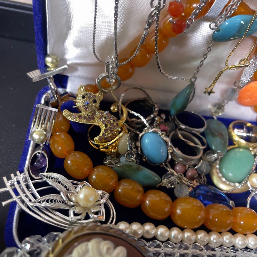 遺品整理 アクセサリー 大量 まとめ 本真珠ネックレス silver刻印水晶