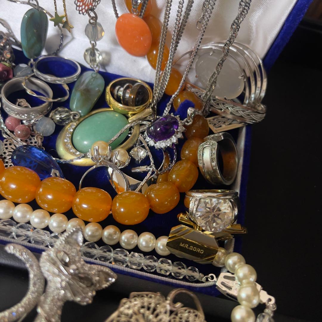 遺品整理 アクセサリー 大量 まとめ 本真珠ネックレス silver刻印水晶