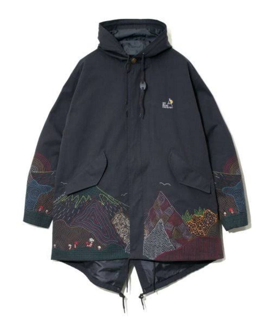 ゴースローキャラバン　ブロークンツイルパネル刺繍モッズコート