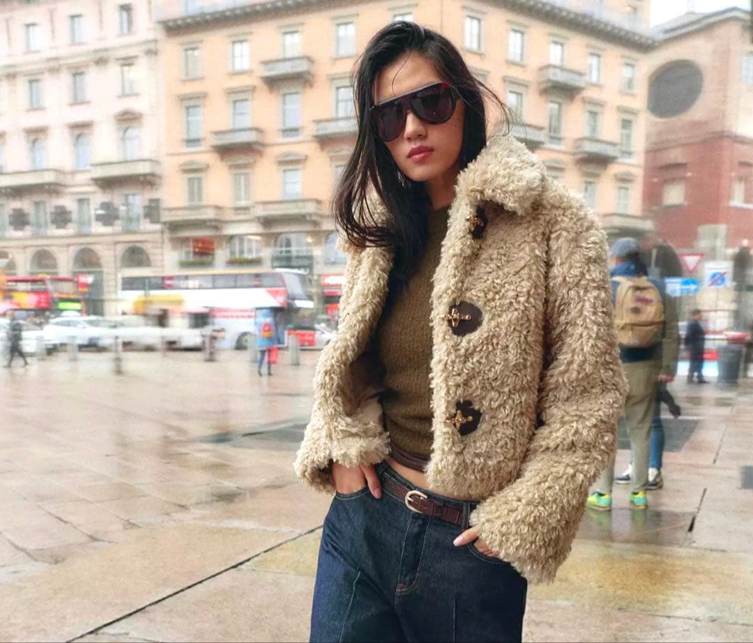 【ZARA】ザラ XL トグルボタンフェイクファージャケット プードルファー