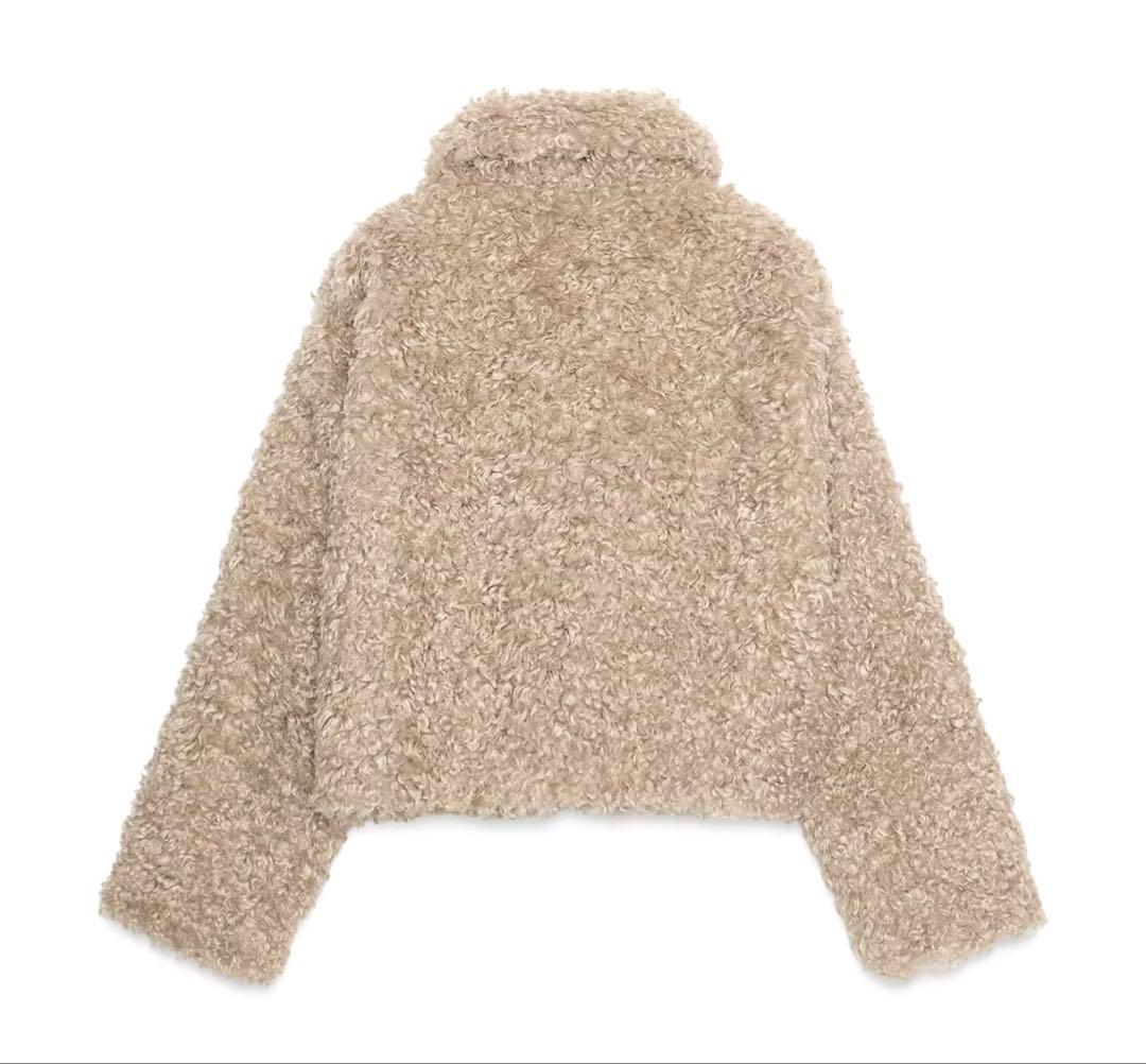 【ZARA】ザラ XL トグルボタンフェイクファージャケット プードルファー