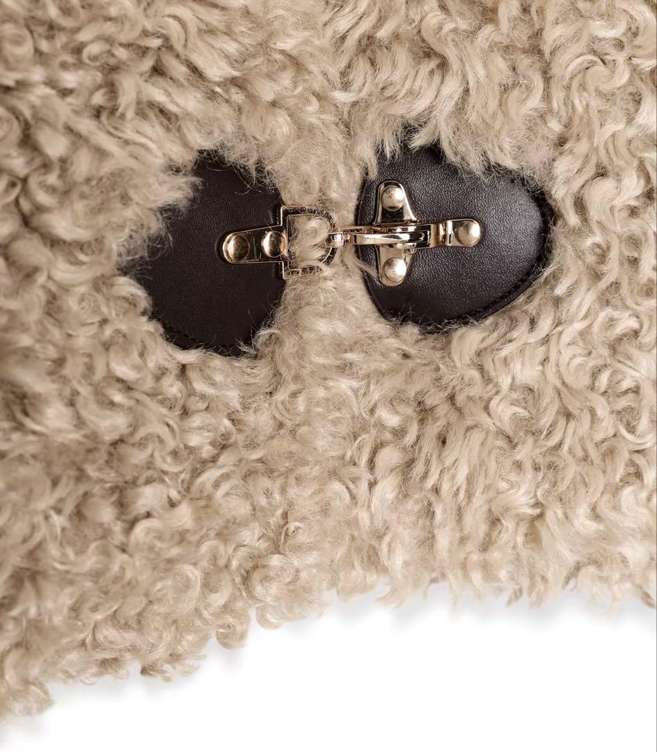 【ZARA】ザラ XL トグルボタンフェイクファージャケット プードルファー