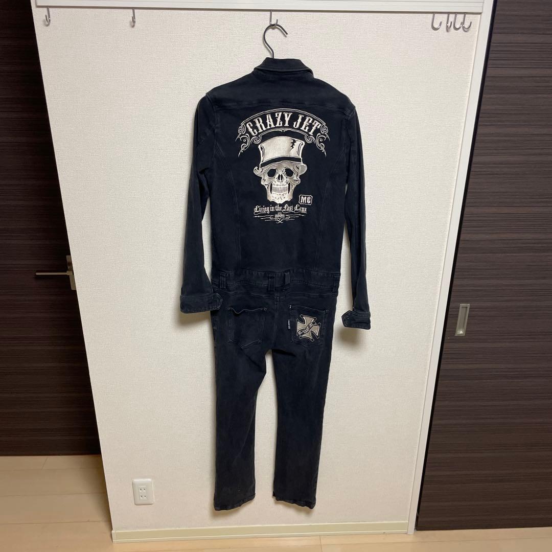 CRAZY JET ブラックオーバーオール S