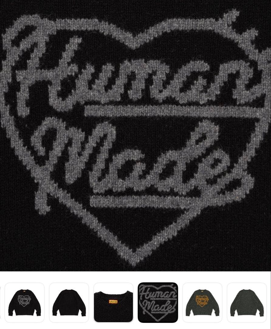 トップス HUMAN MADE Heart Knit Sweater \"Black\" M