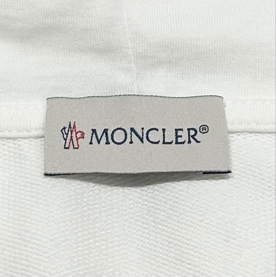 【新品未使用】タグ付き モンクレール パーカー 刺繍ロゴ プルオーバー 白 XS