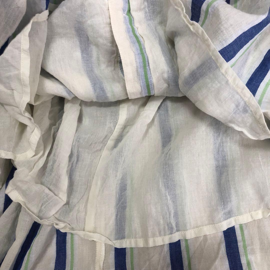 ヌキテパ コットンボイル ストライプ ウエストギャザードレス S ベージュ