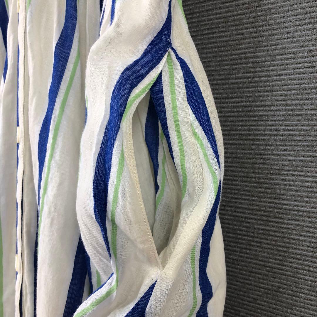 ヌキテパ コットンボイル ストライプ ウエストギャザードレス S ベージュ