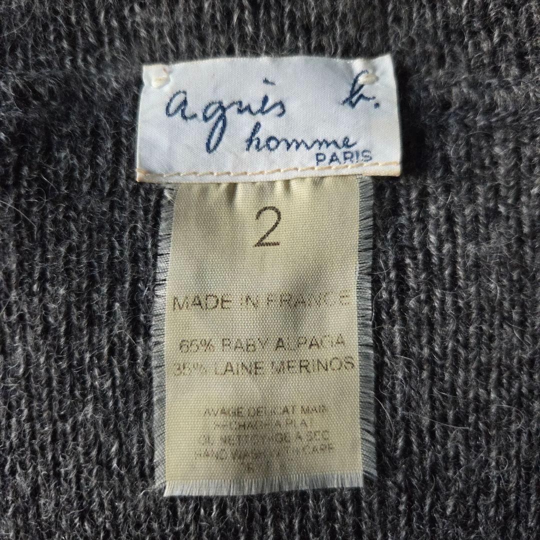 ​希少 仏製 アニエスベーオム タートルネックニット 2 グレー ベビーアルパカ