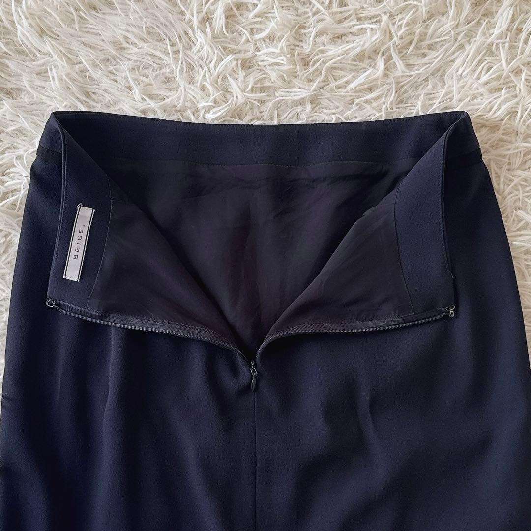 ベイジ CINDY✨ノーカラージャケット セットアップ バイカラー 紺 2