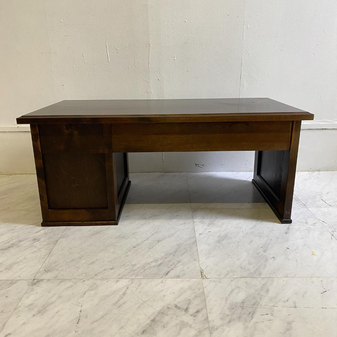 北海道民芸家具 文机 木製 ダークブラウン 3引き出し