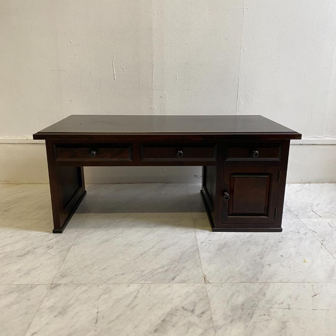 北海道民芸家具 文机 木製 ダークブラウン 3引き出し