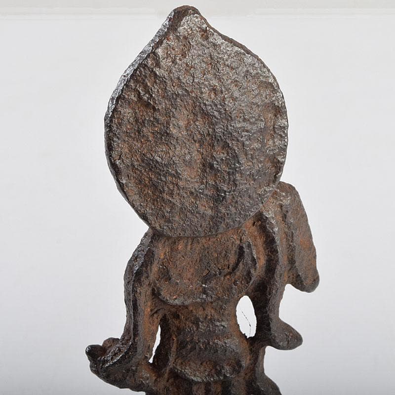 仏教美術　古鉄　観音菩薩像　仏像　置物　時代箱付　M　R9417