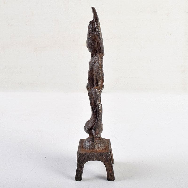 仏教美術　古鉄　観音菩薩像　仏像　置物　時代箱付　M　R9417