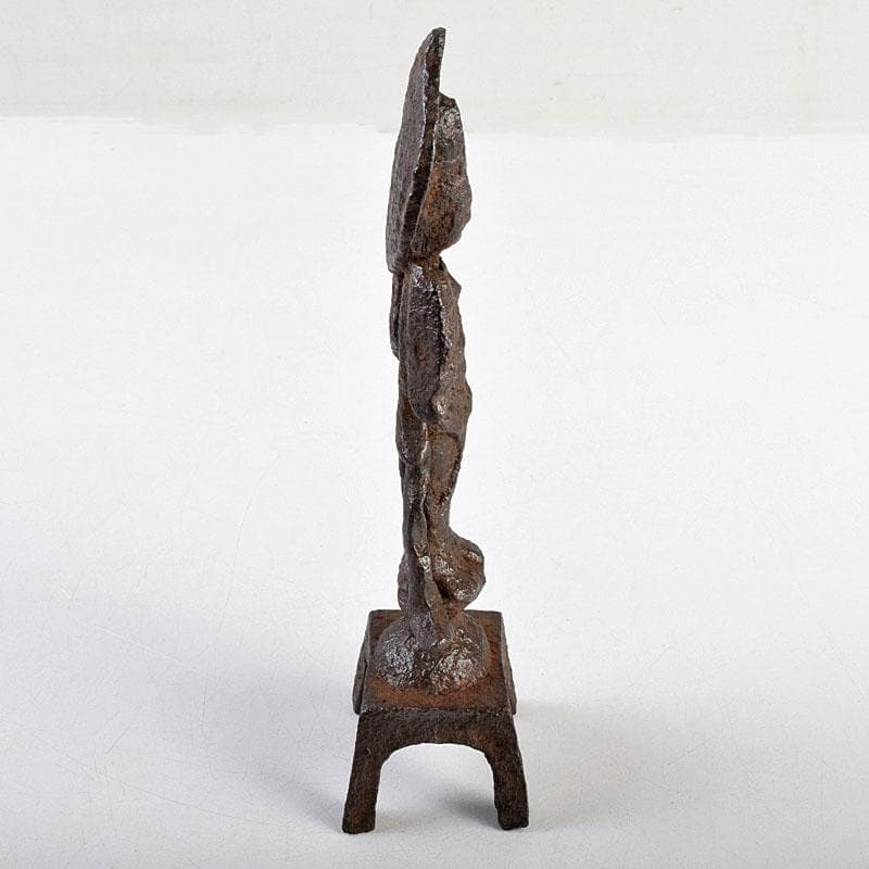 仏教美術　古鉄　観音菩薩像　仏像　置物　時代箱付　M　R9417