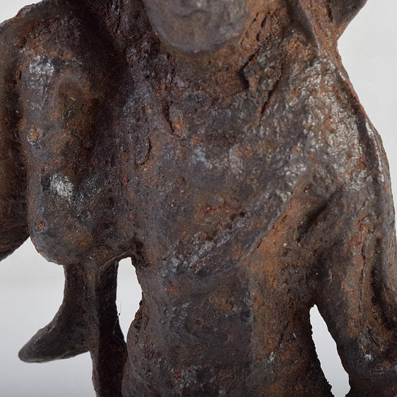 仏教美術　古鉄　観音菩薩像　仏像　置物　時代箱付　M　R9417