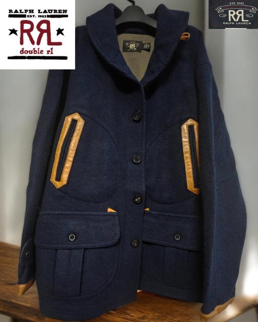 pukeDOUBLE RL海軍メルトンハーフコートDARK/NAVY