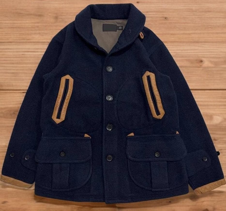 pukeDOUBLE RL海軍メルトンハーフコートDARK/NAVY