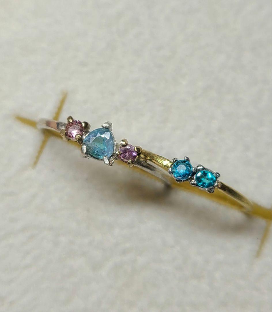 ミラノ★ブラジルバターリャパライバトルマリン2pcリング18金Pt★