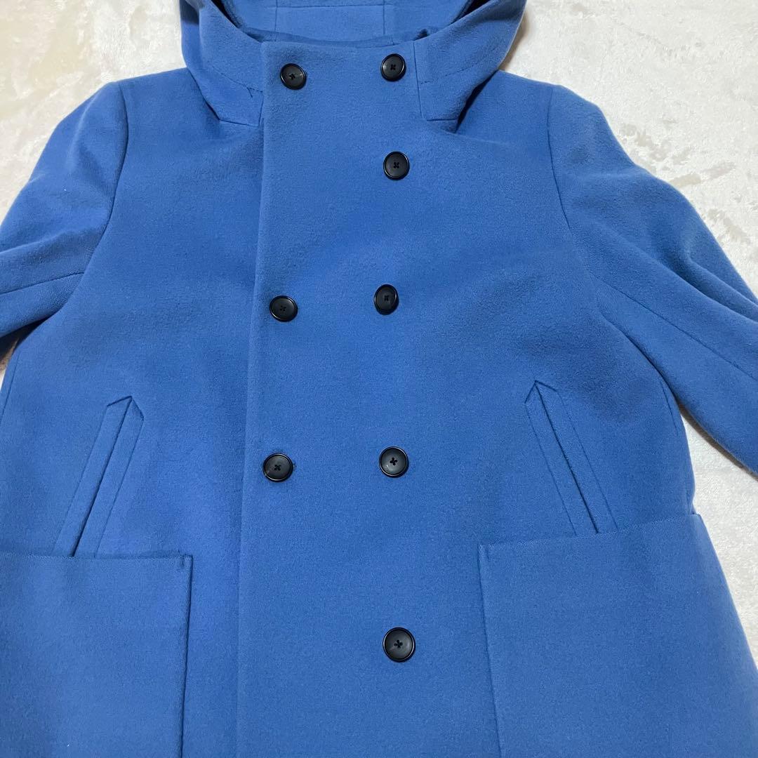 【美品】ピーエスポールスミス ウールコート マルチカラー フード 水色 40