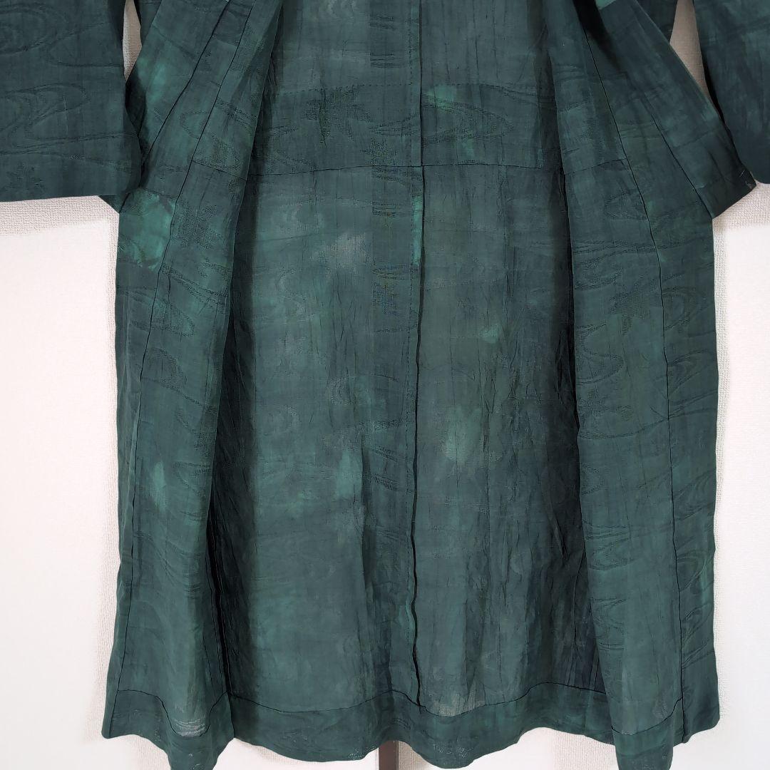 本麻　カラー長襦袢　フォレストグリーン　リサイクル　リユース