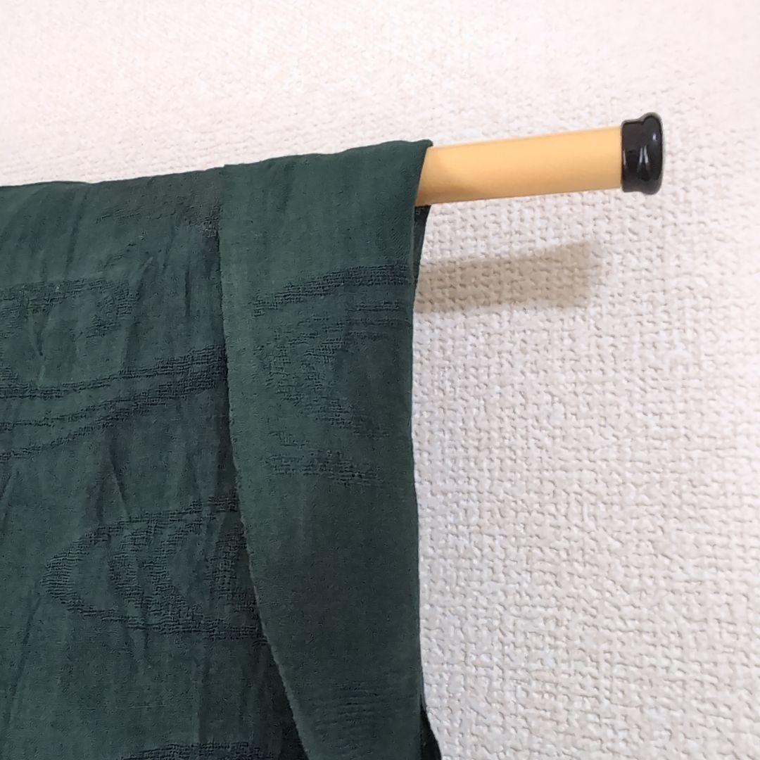 本麻　カラー長襦袢　フォレストグリーン　リサイクル　リユース