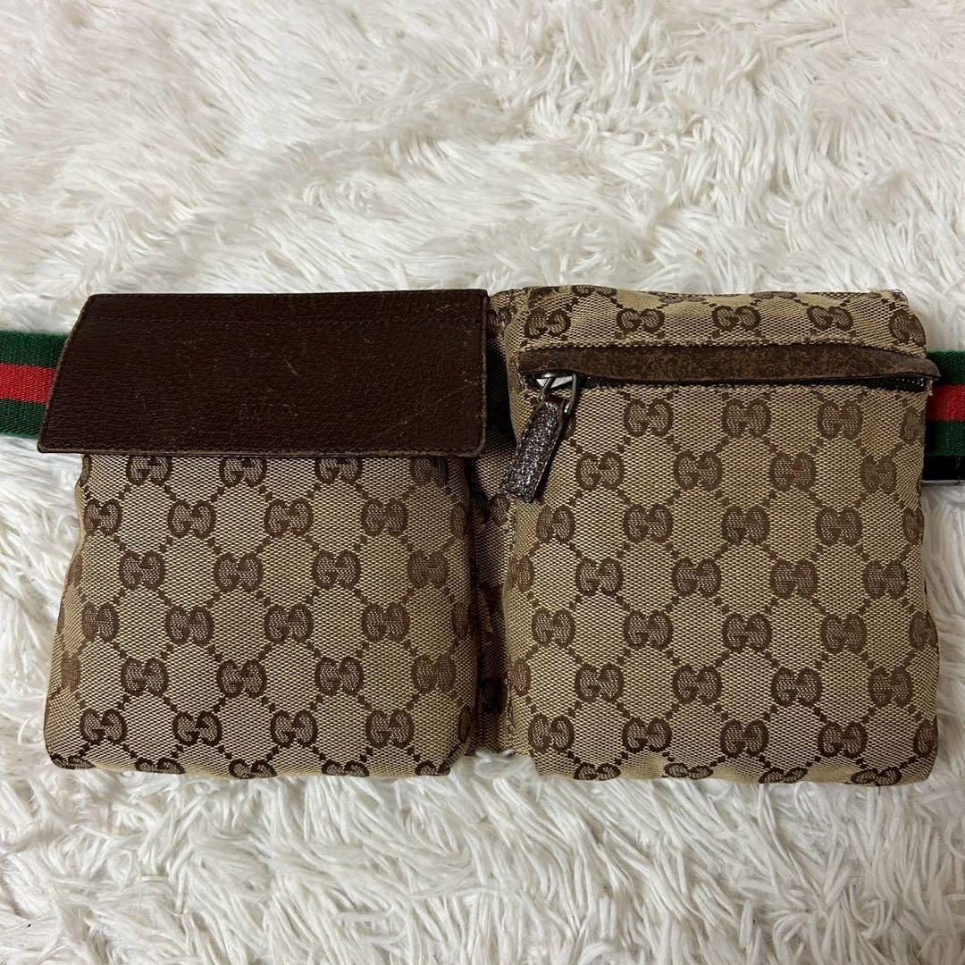 GUCCI グッチ GGキャンバス シェリーライン ボディバッグ ベージュ