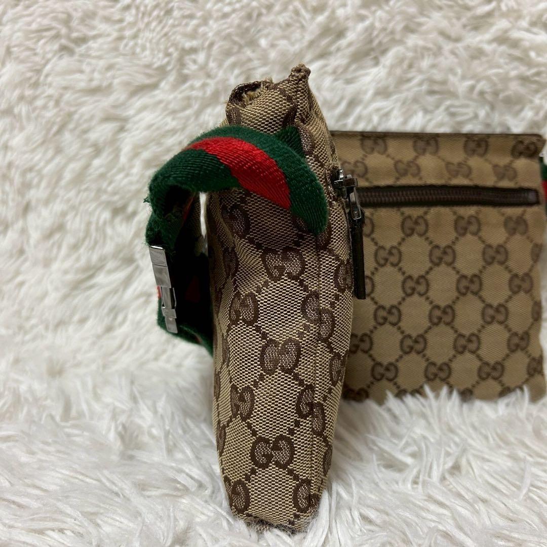 GUCCI グッチ GGキャンバス シェリーライン ボディバッグ ベージュ