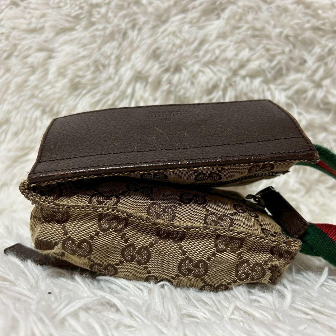 GUCCI グッチ GGキャンバス シェリーライン ボディバッグ ベージュ
