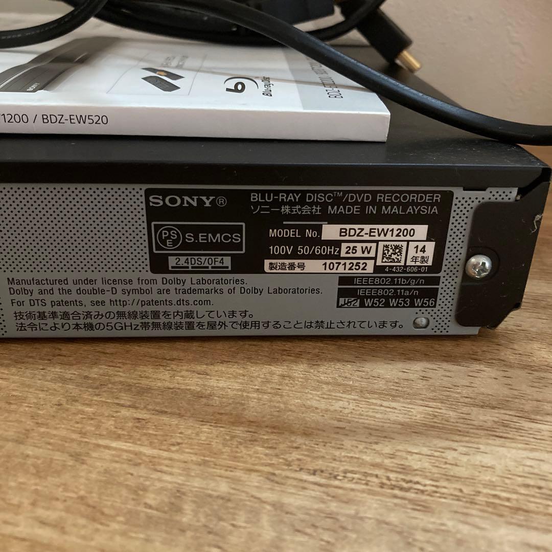 SONY ブルーレイディスクレコーダー BDZ-EW1200