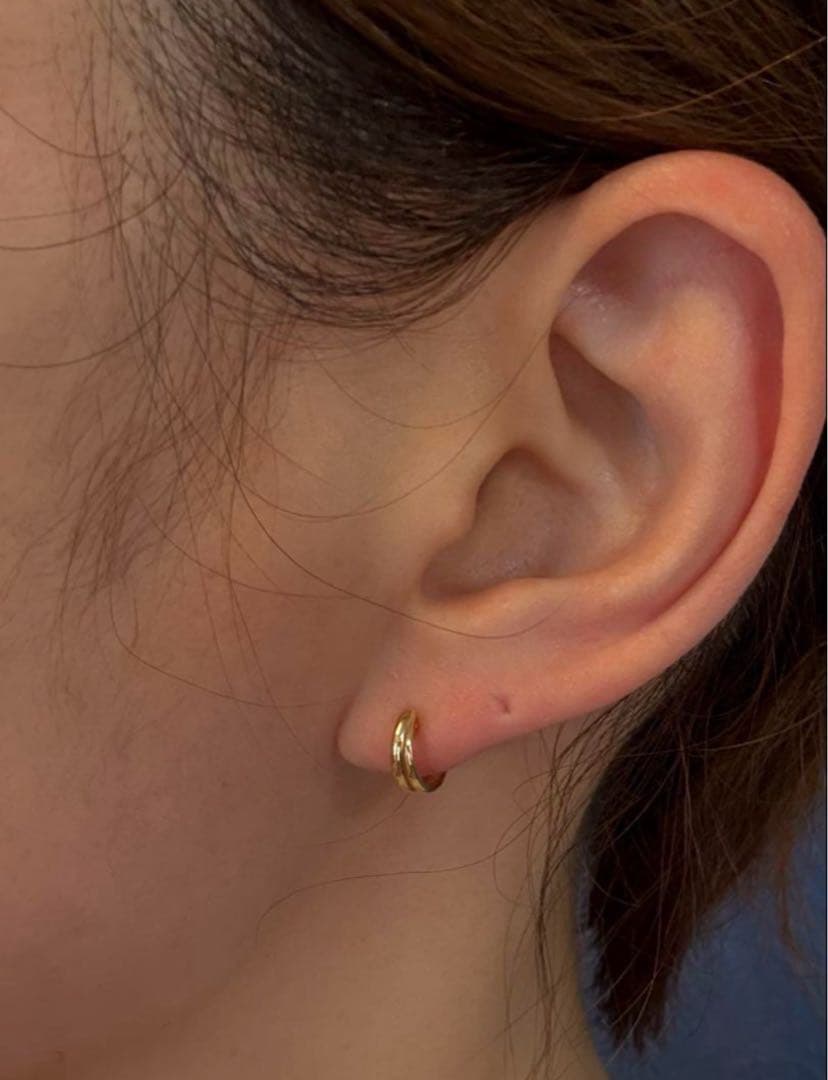 k18ゴールドピアス2連風