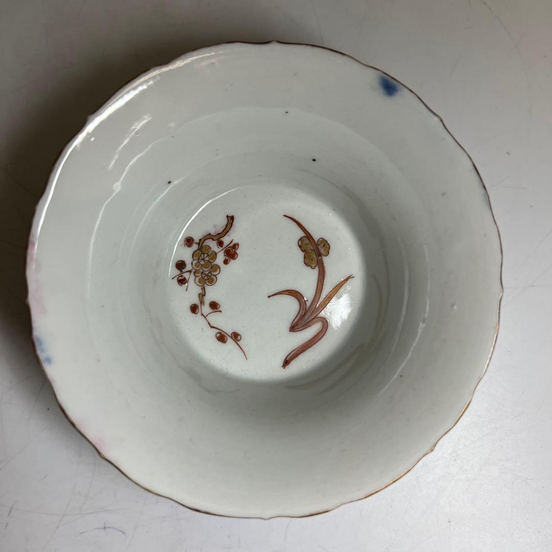 古伊万里　瑠璃金彩　向付5客　直径11.5㎝木箱付タルチ　東な8-0121☆2F