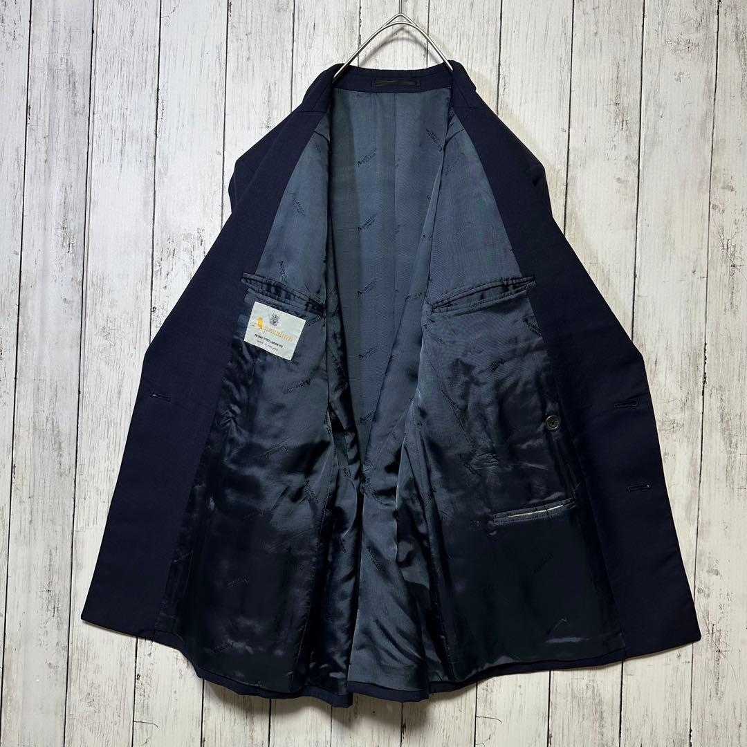 【Aquascutum☆英国製☆紺ブレ】モヘア混☆金ボタン☆M〜L ロゴ釦