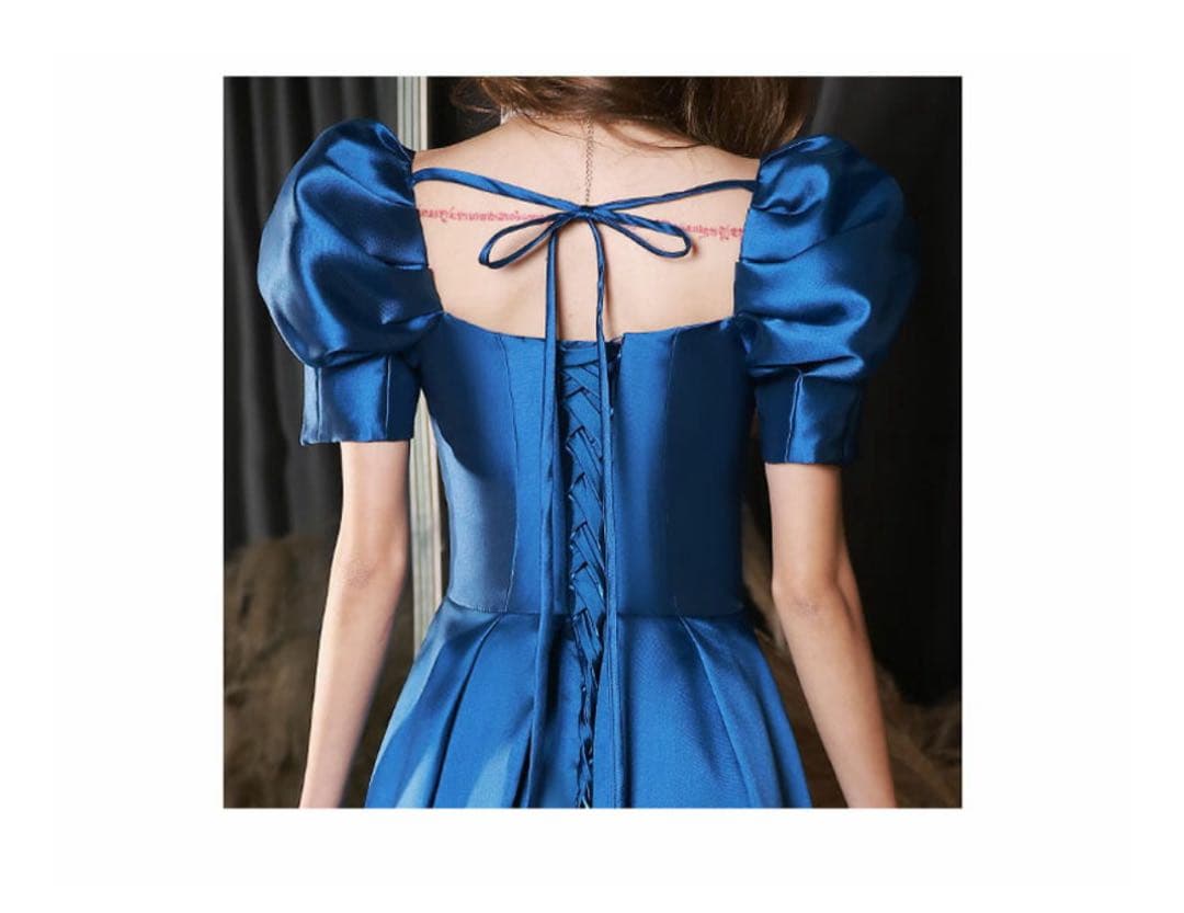 ロイヤルブルー　編み上げカラードレス(結婚式/二次会/コンサート)