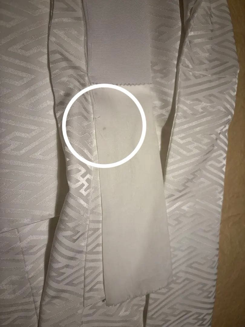 東レシルック　洗える長襦袢　袷　紗綾形模様　白　お仕立て品　無双袖　半衿つき