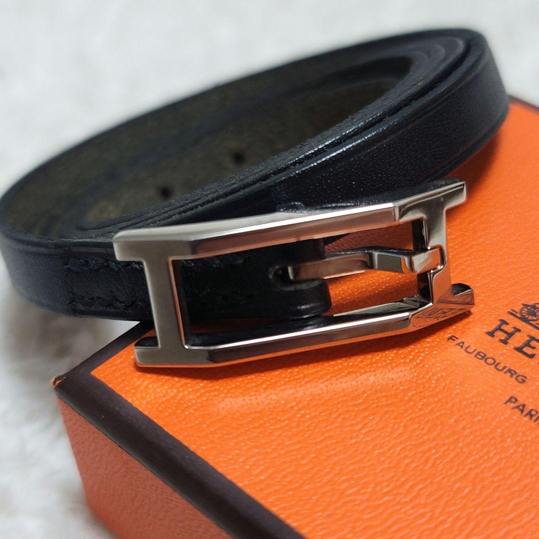 極美品✨HERMES　アピ シルバー金具　ロング ブレスレット 3連 4連