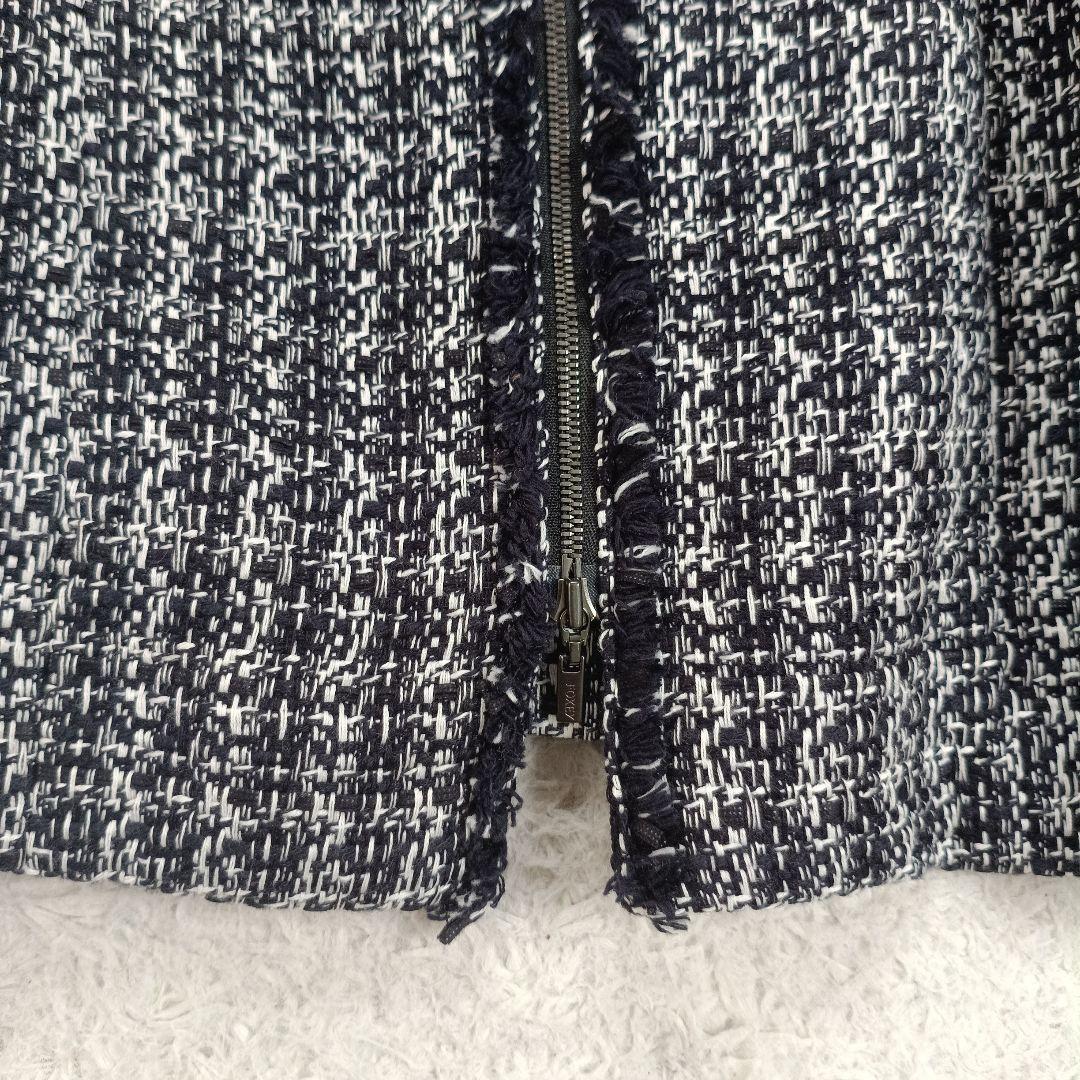 未使用級✨定価13万 フォクシー ツイードワンピース 半袖 フロントジップ 38