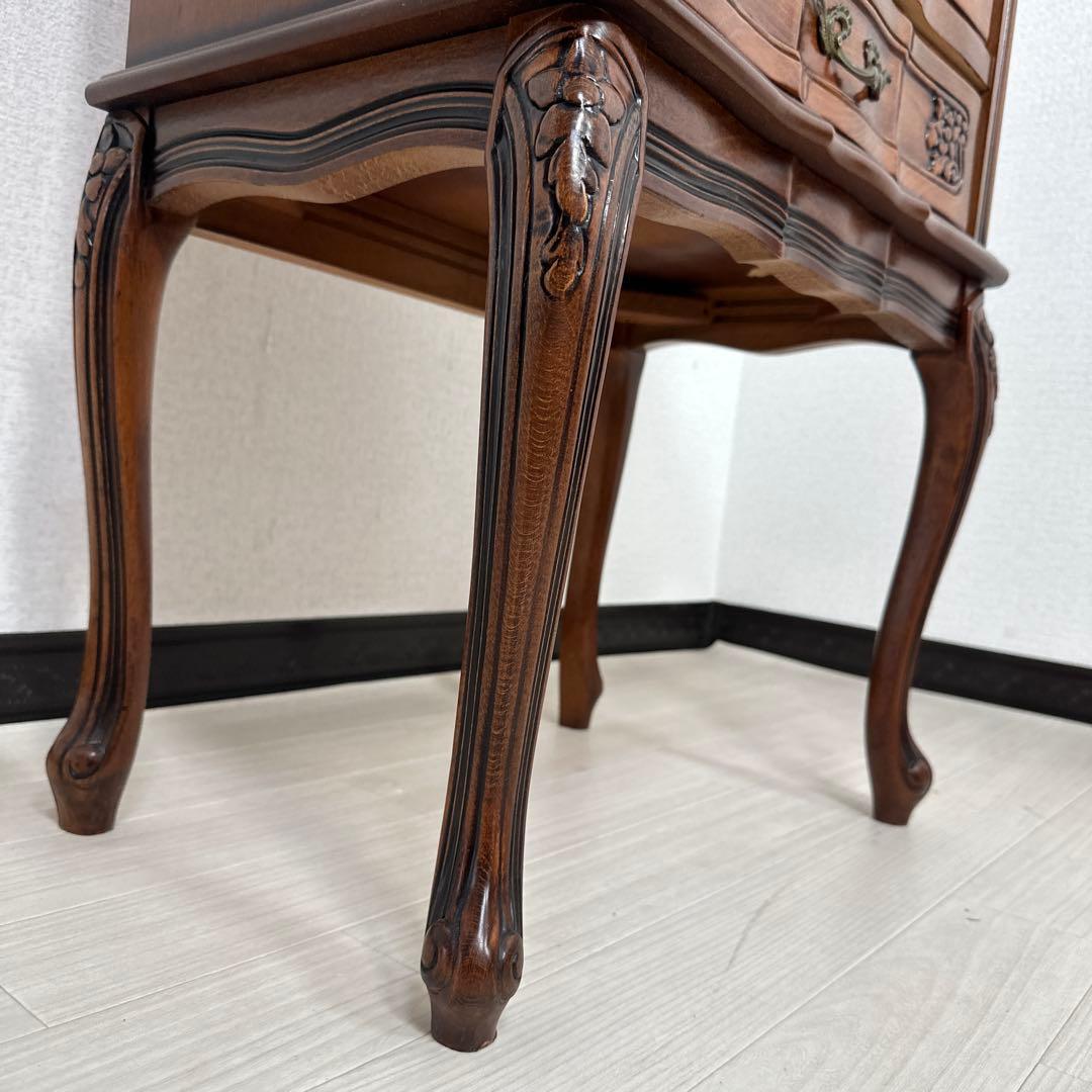 イタリア製 クラウディオ アンティーク調 3段チェスト 猫脚 電話台 i4※