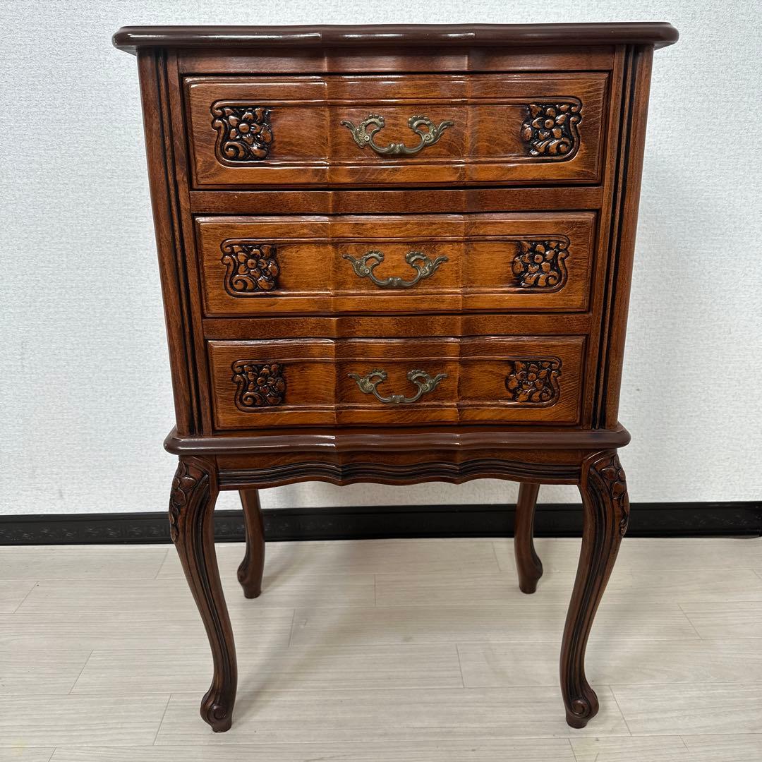 イタリア製 クラウディオ アンティーク調 3段チェスト 猫脚 電話台 i4※