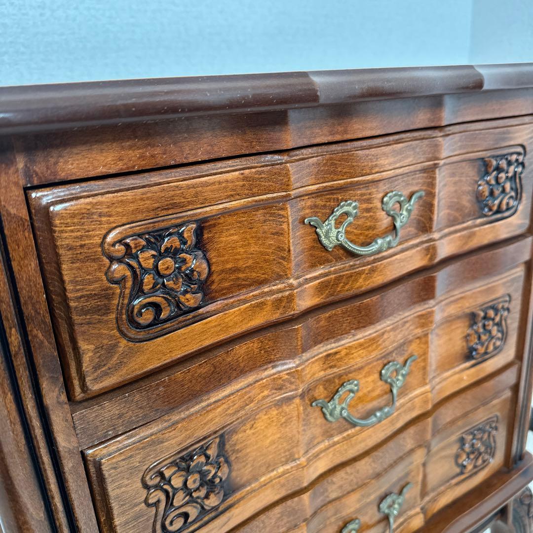 イタリア製 クラウディオ アンティーク調 3段チェスト 猫脚 電話台 i4※